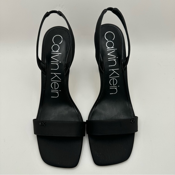 CALVIN KLEIN 9M Black Padded Goring Byrona Square Toe Sculpted Heel Slip On NWOT - Picture 5 of 11